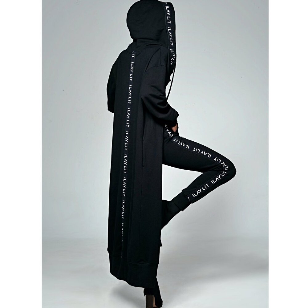 Ilay Lit Womens Hooded Black Maxi Dress / Cardigan US Size XS